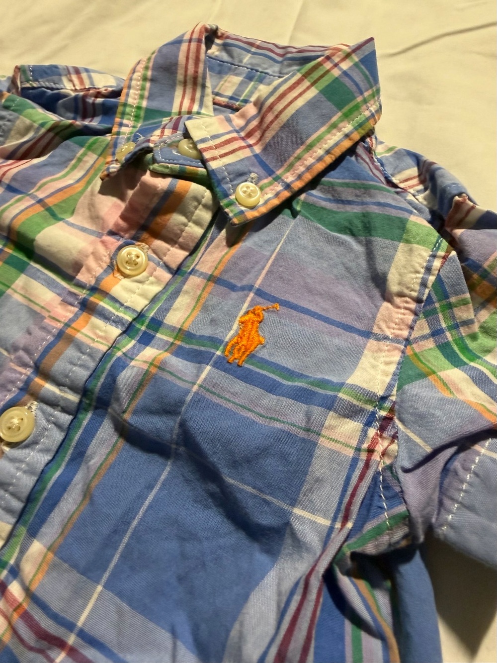 Baby Boy Romper Bundle | Ralph Lauren Plaid Romper 6M + Cherokee Polo Romper 9M - Picture 3 of 8